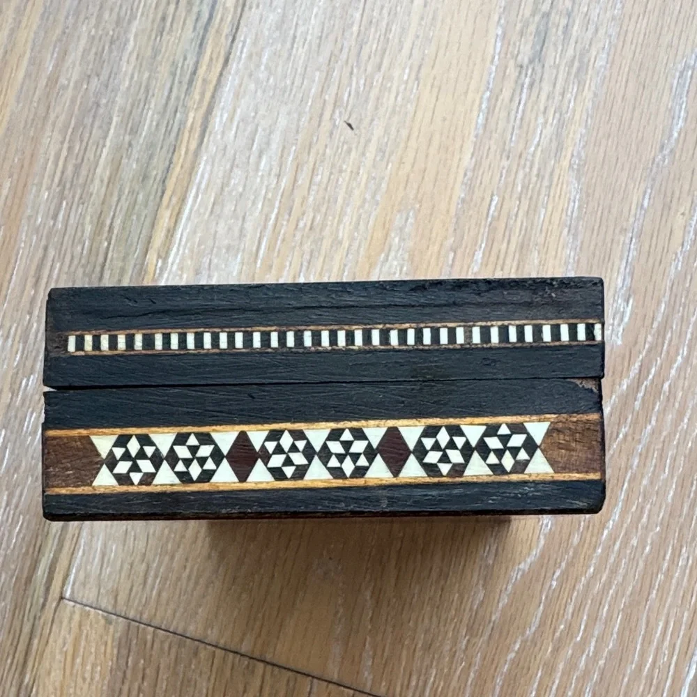 Vintage Rectangle Wood Mosaic inlay Box